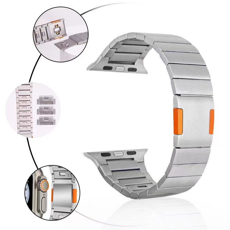 Easy Detach Magnetic Lock Orange Metal Strap For SmartWatch Bands